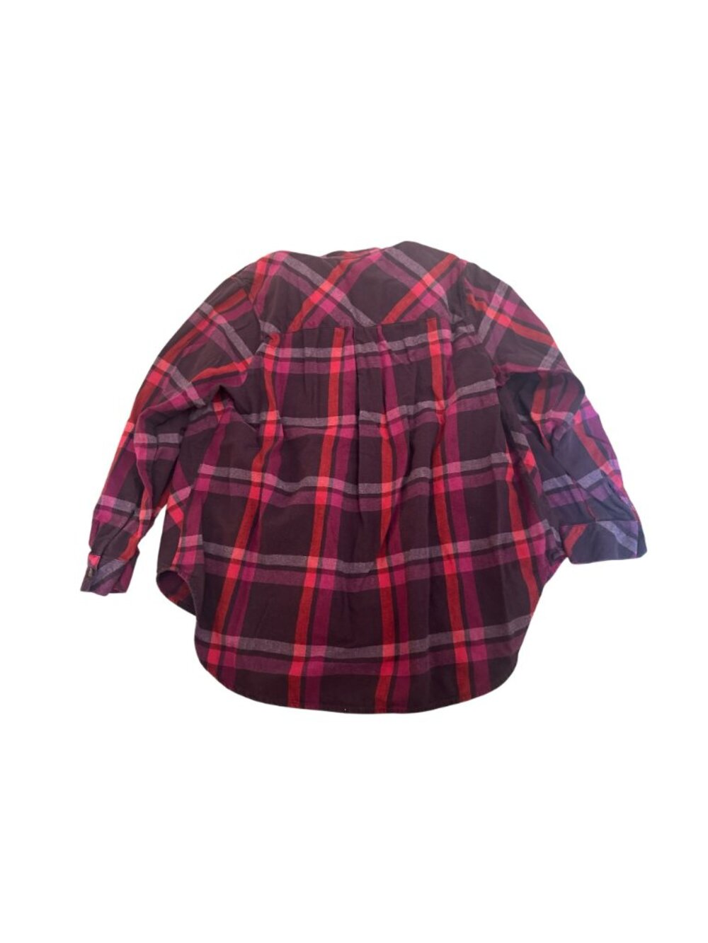 Terra & Sky Womens 1X Shirt Top Plaid Button-Up Long Sleeve Red & Purple Casual - Picture 7 of 7